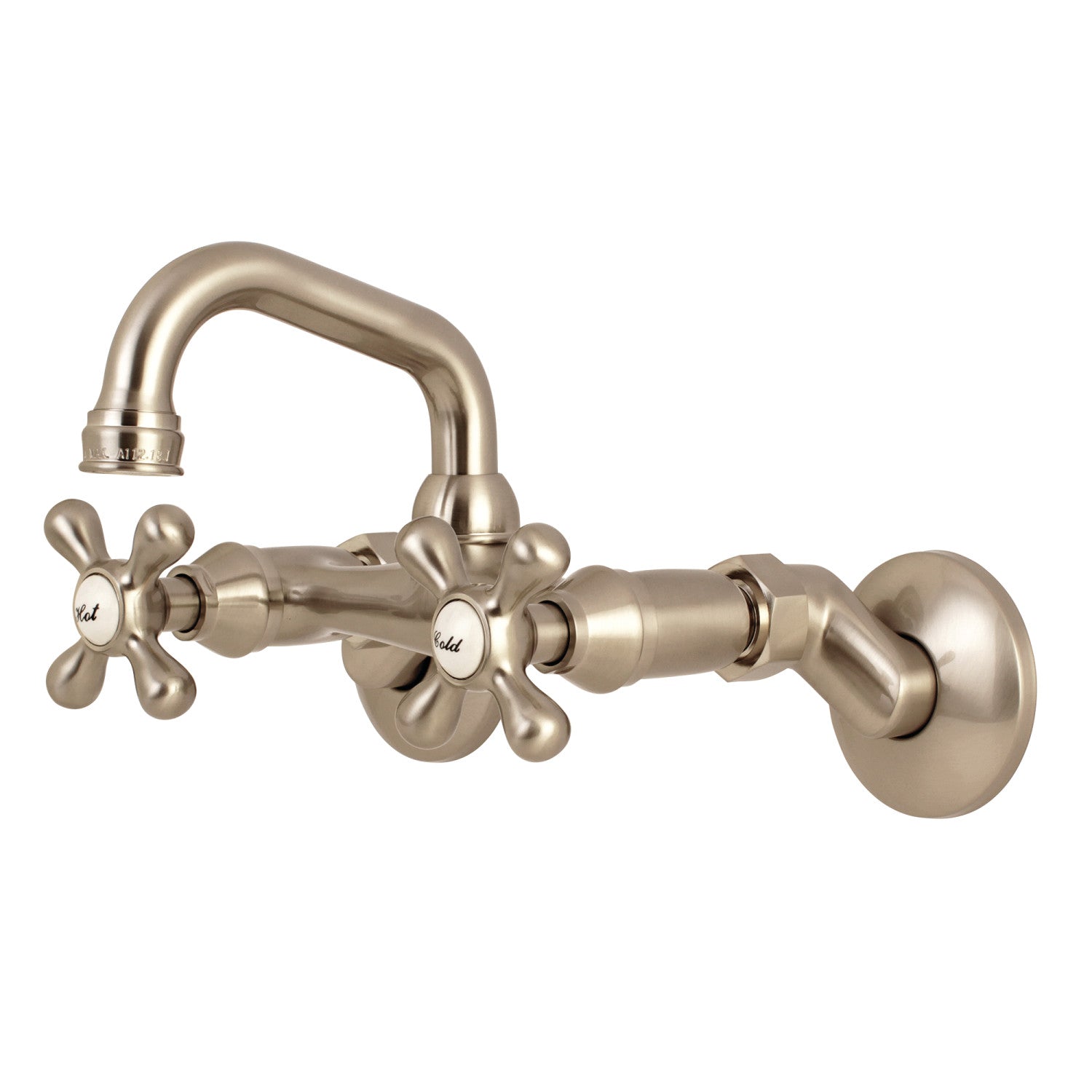 Kingston Heirloom KS212SN - Kingston Two-Handle 2-Hole Wall Mount Bar Faucet, Brushed Nickel — image 1